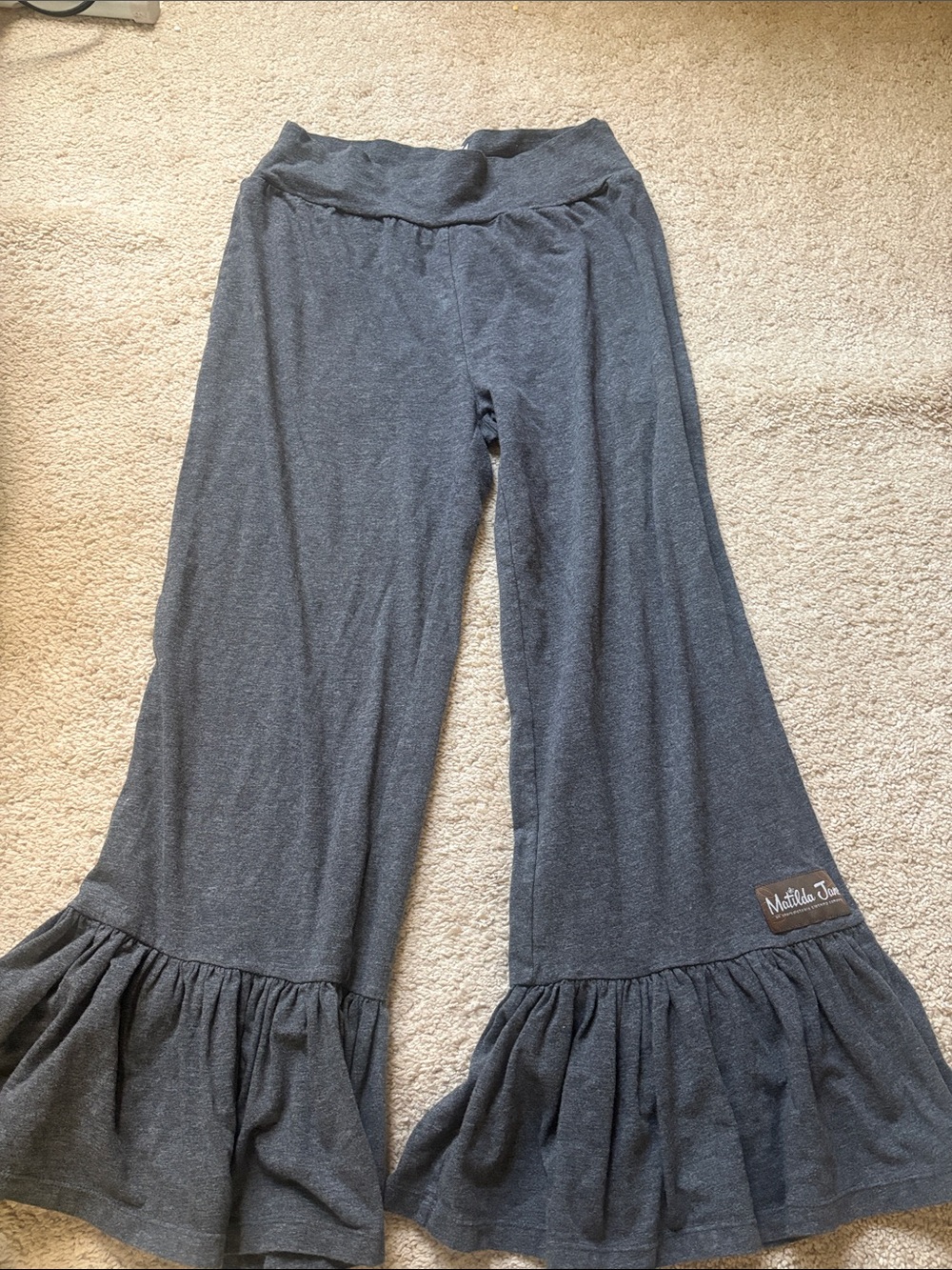 Matilda Jane Charcoal Gray Wide Leg Ruffle Pants